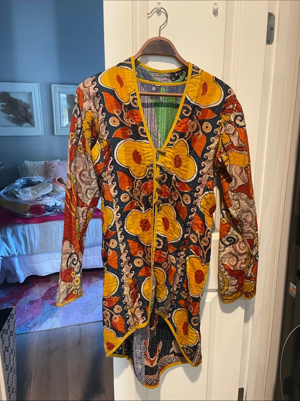 Quilted Patchwork reversible Kantha jacket.
